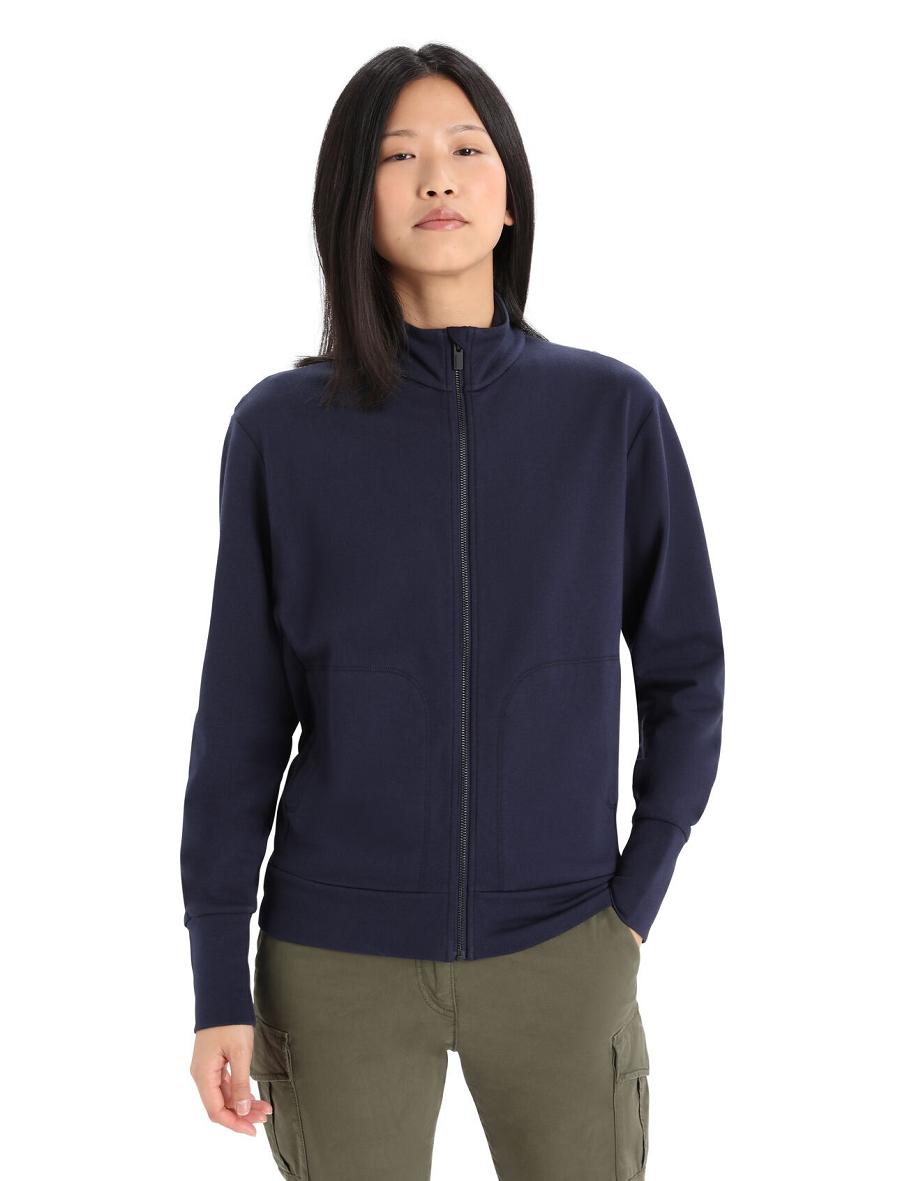 Icebreaker Merino Central II Long Sleeve Zip Naisten Huppari Laivastonsininen | FI 1672ILHS